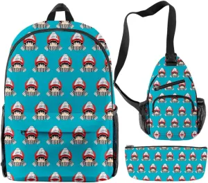 Kotaro Lives Alone Backpack Three-piece Sets Casual Unisex Oxford Cloth Travel Bag Stylish Shoulder Bag (WP07734X08,One size)