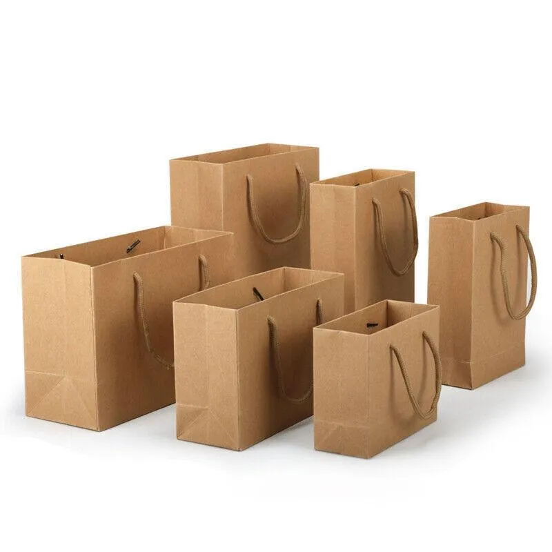 Kraft Paper Bags with Handles 50PCS 6Sizes