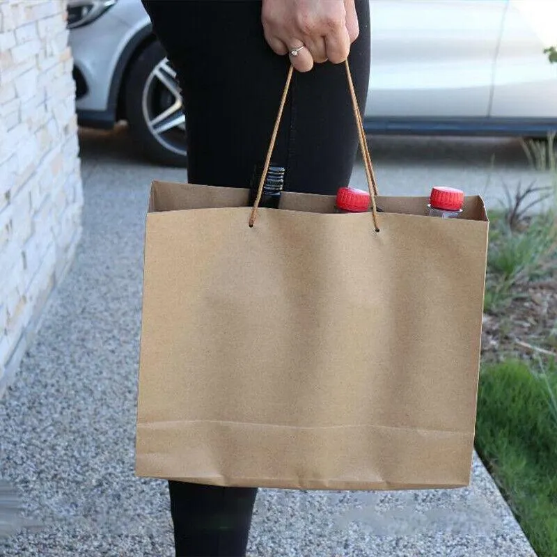 Kraft Paper Bags with Handles 50PCS 6Sizes