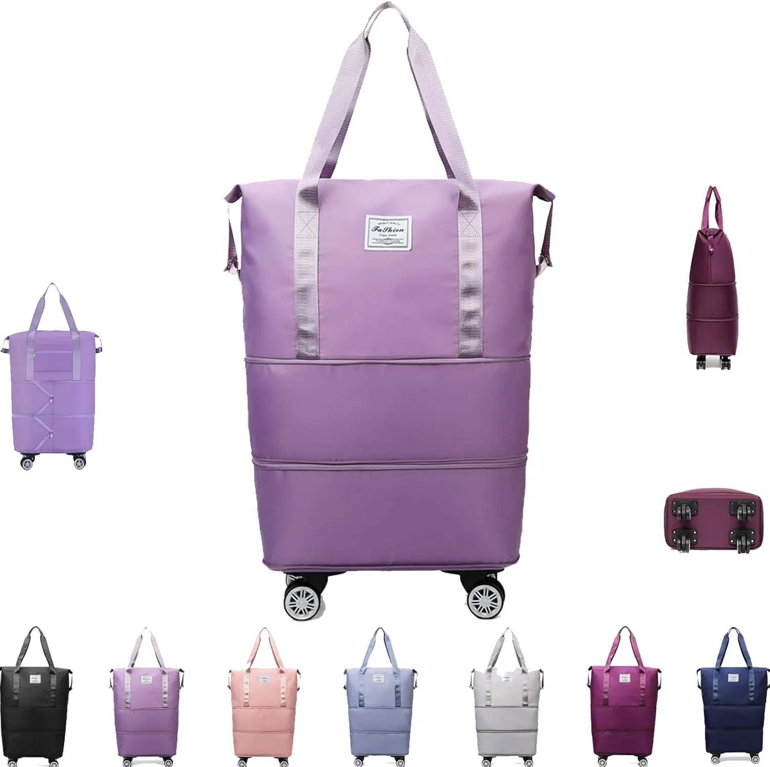 Kulken Pepepo Beentetravel Bag With Wheels,Large Capacity Travel Bag -Universal Wheel Removable,2025 New Large Capacity Travel Bag, Universal Wheel Removable (Light purple)