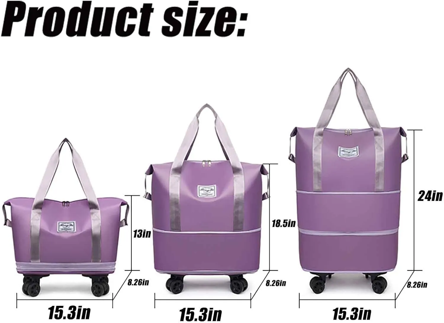 Kulken Travel Bag with Wheels, 2025 Expandable Waterproof Large Capacity Travel Bag with Removable Universal Wheel (Pink)