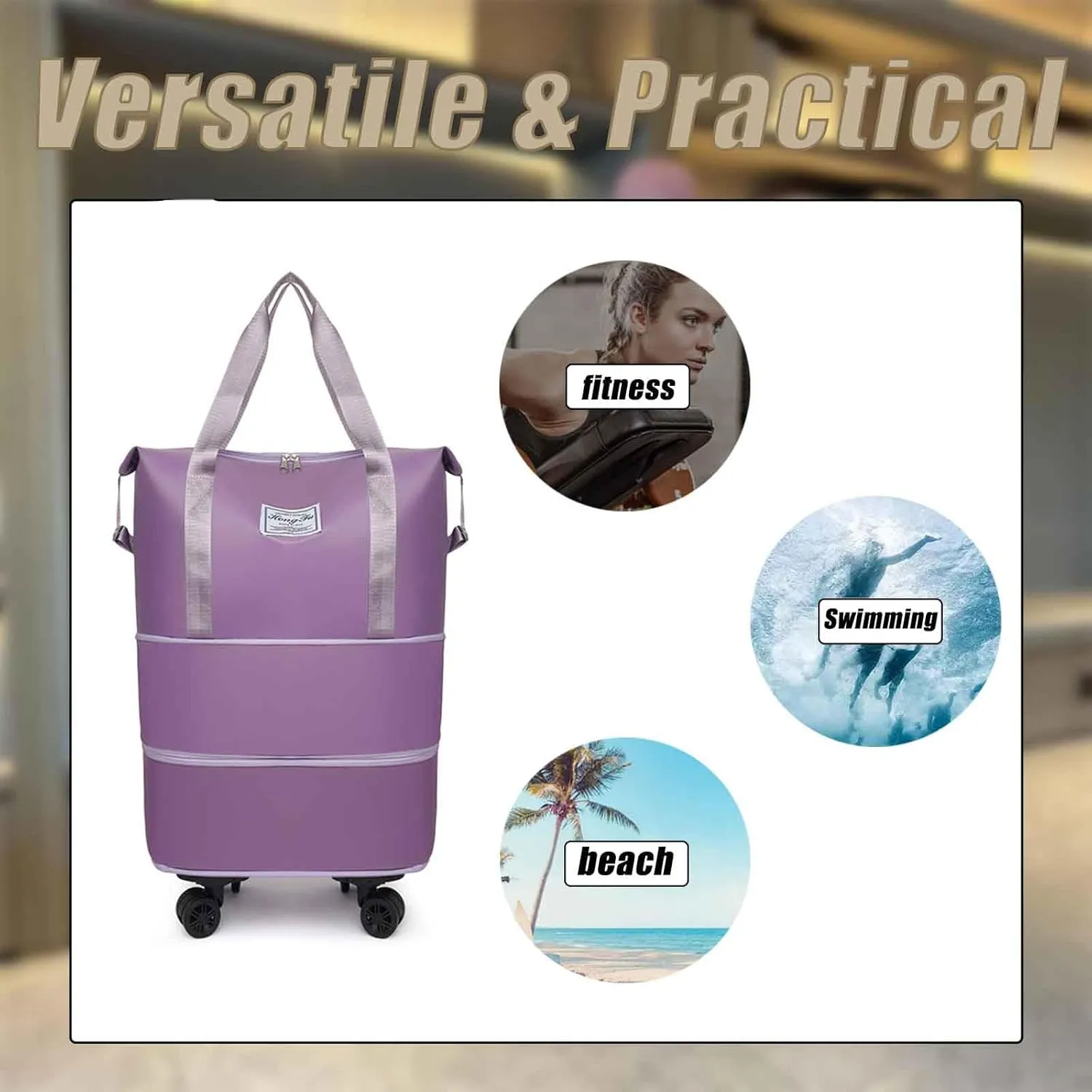 Kulken Travel Bag with Wheels, 2025 Expandable Waterproof Large Capacity Travel Bag with Removable Universal Wheel (Pink)