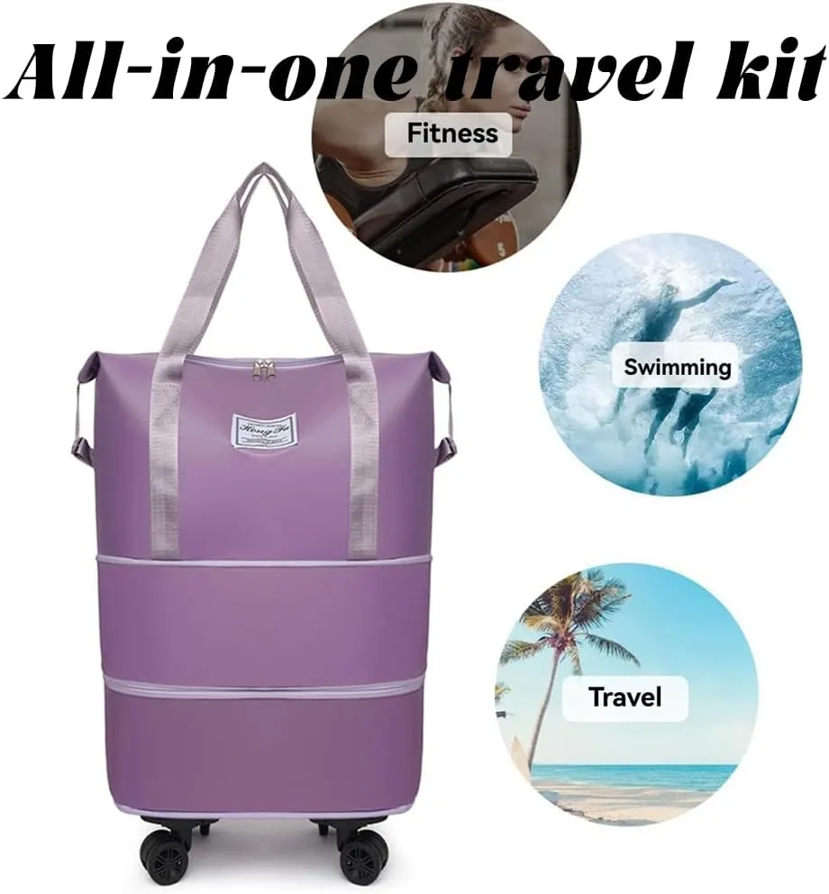 Kulken Travel Bag with Wheels, 2025 New Large Capacity Travel Bag - Universal Wheel Removable, Expandable Foldable (A)