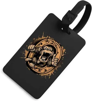 Kung Fu Apes Chimpanzee Monkey Fashion Luggage Tags for Suitcases Travel Bag Tag Name Address Labels for Men Women