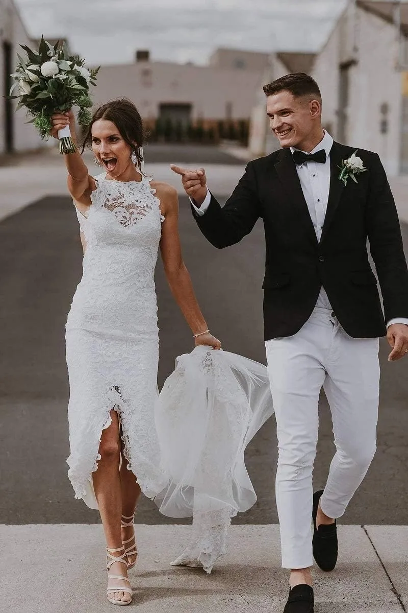 Lace Appliqued Wedding Dresses for Bride 2025 Beach Wedding Bridal Gowns for Women