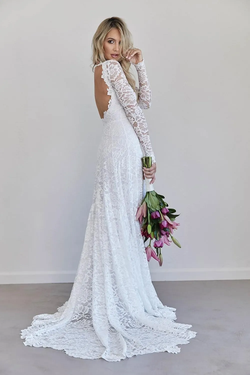 Lace Appliqued Wedding Dresses for Bride 2025 Beach Wedding Bridal Gowns for Women