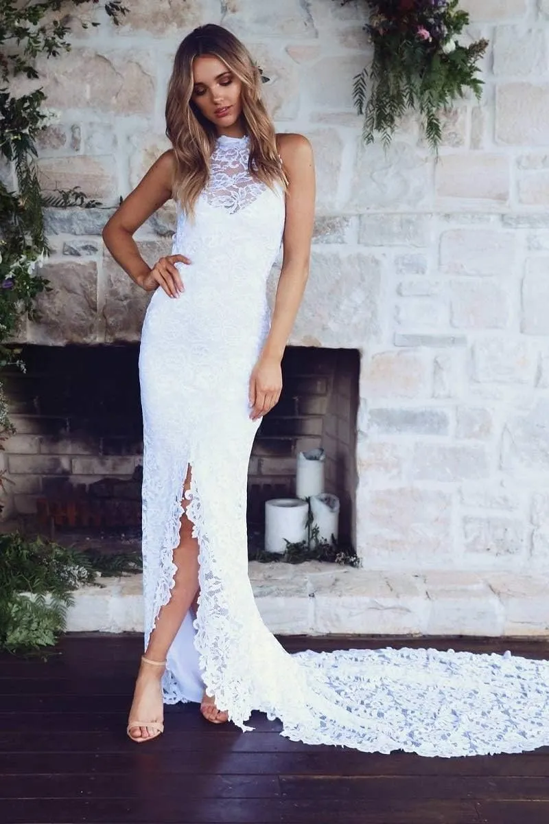 Lace Appliqued Wedding Dresses for Bride 2025 Beach Wedding Bridal Gowns for Women