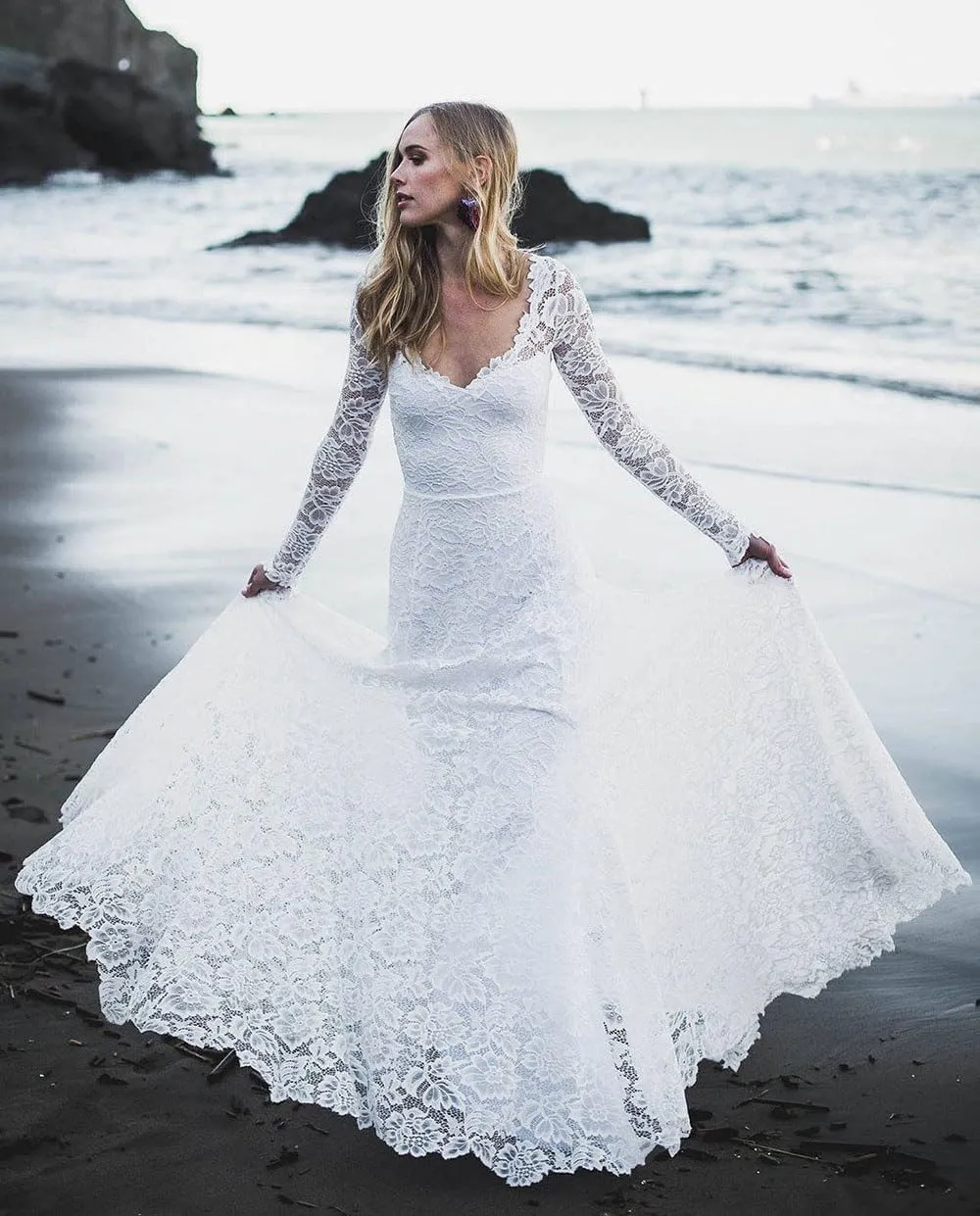 Lace Appliqued Wedding Dresses for Bride 2025 Beach Wedding Bridal Gowns for Women