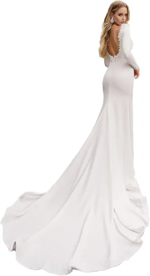 Lace Mermaid Wedding Dresses for Bride 2025 Long Sleeve Beach Bridal Gowns Satin Boho Bridal Dresses
