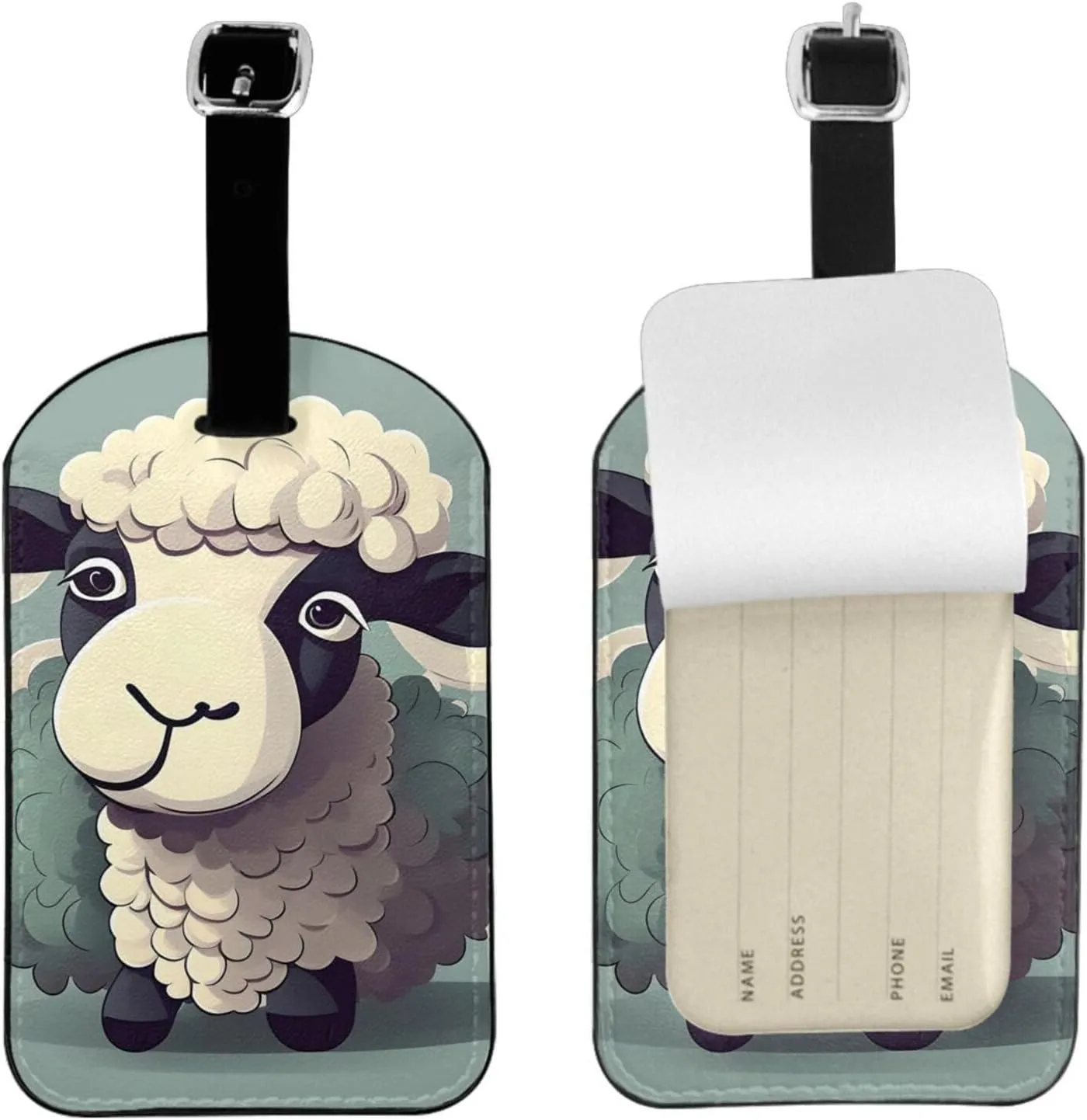 Lamb Print Airplane Luggage Tag Elegant Luggage Tag 4.3 X 2.76 Inch for Suitcases Travel Bags