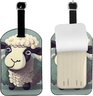 Lamb Print Airplane Luggage Tag Elegant Luggage Tag 4.3 X 2.76 Inch for Suitcases Travel Bags