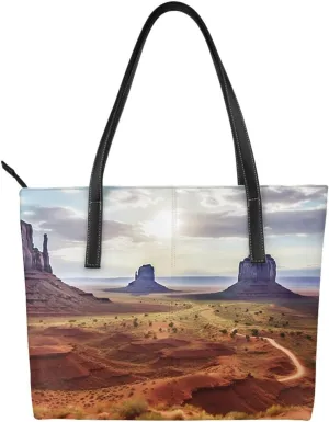 Landscape of Monument Valley printed Handbag Reusable Shoulder Bags Fashionable Shopping Bags Tote Handbags