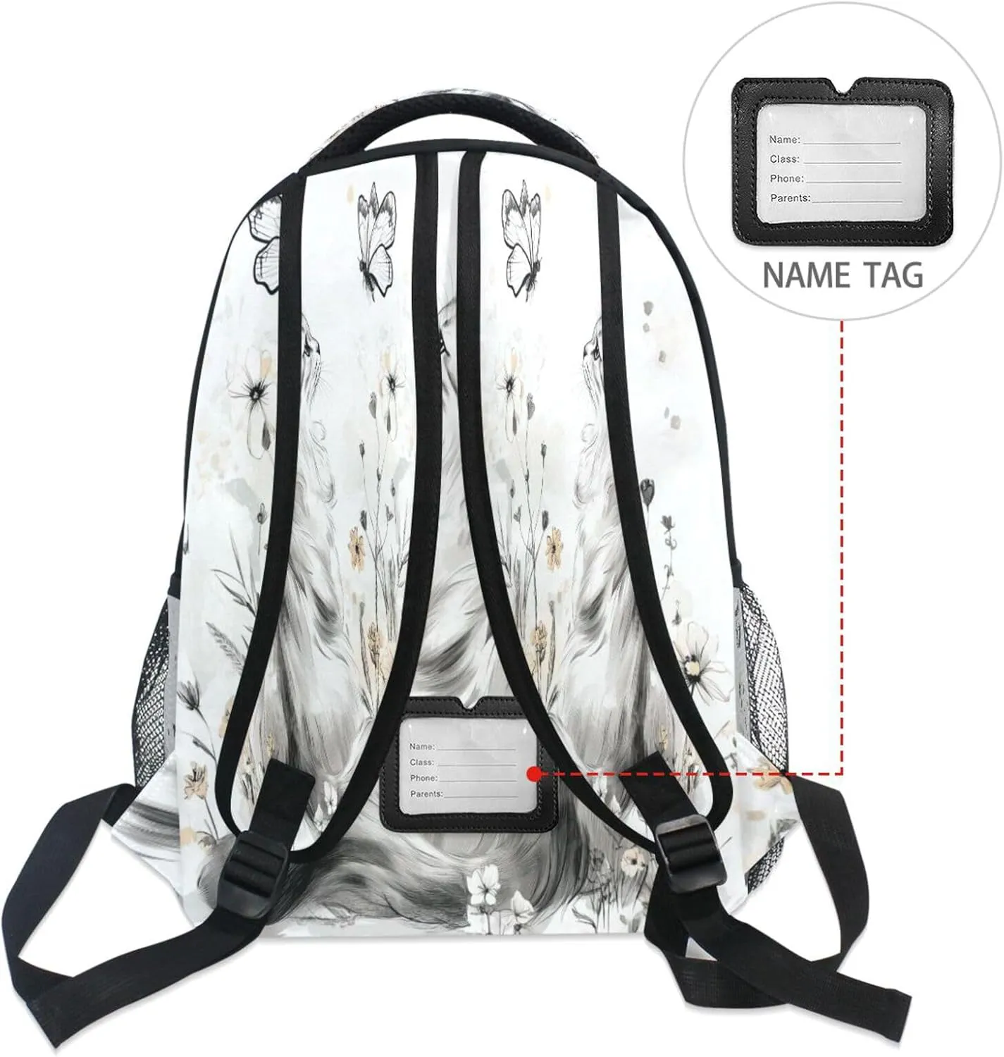 Laptop Backpack for Men Women Waterproof Stylish Travel Bags with Chest Strap for College Work Aesthetic Curl Cats White