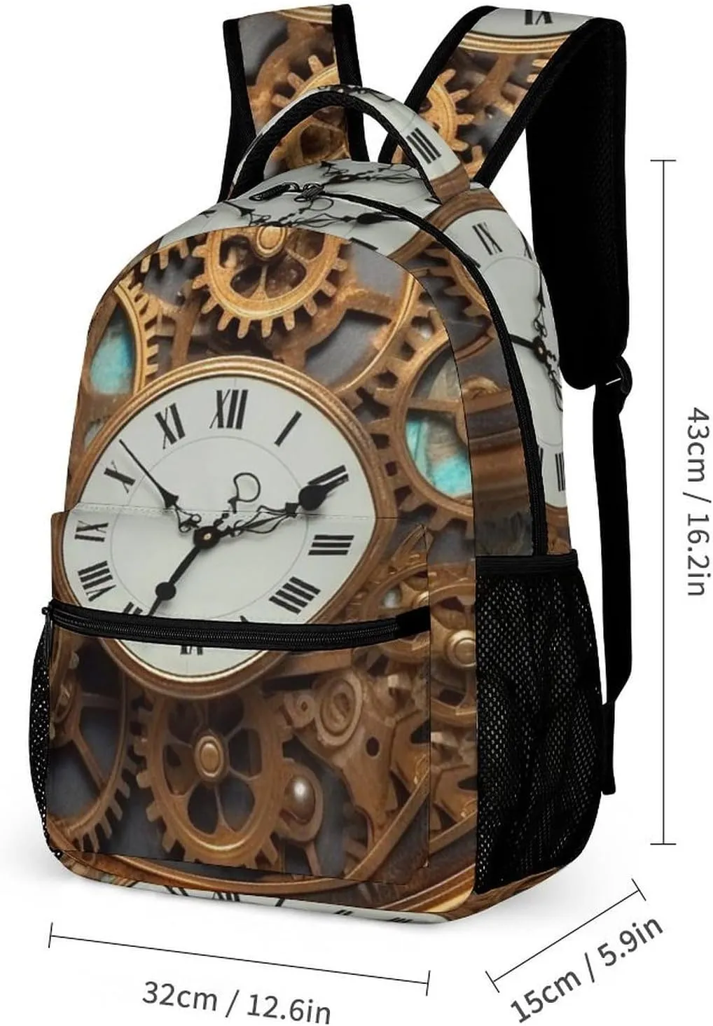 Laptop Backpack for Travel Daypack Computer Bag Work Rusty Steampunk Clock Back Pack Nurse Bag for Hiking