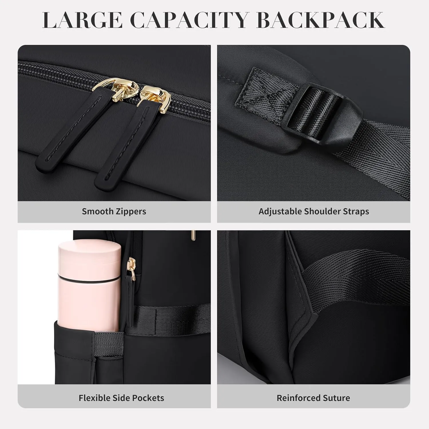 Laptop Backpack for Women - Business Travel Anti Theft Laptop Bag Backpack Water Resistant College Computer Backpacks for Men Women Fits 14Inch Notebook (Black)