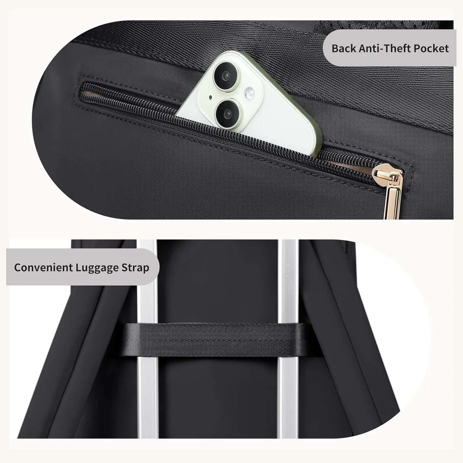Laptop Backpack for Women - Business Travel Anti Theft Laptop Bag Backpack Water Resistant College Computer Backpacks for Men Women Fits 14Inch Notebook (Black)