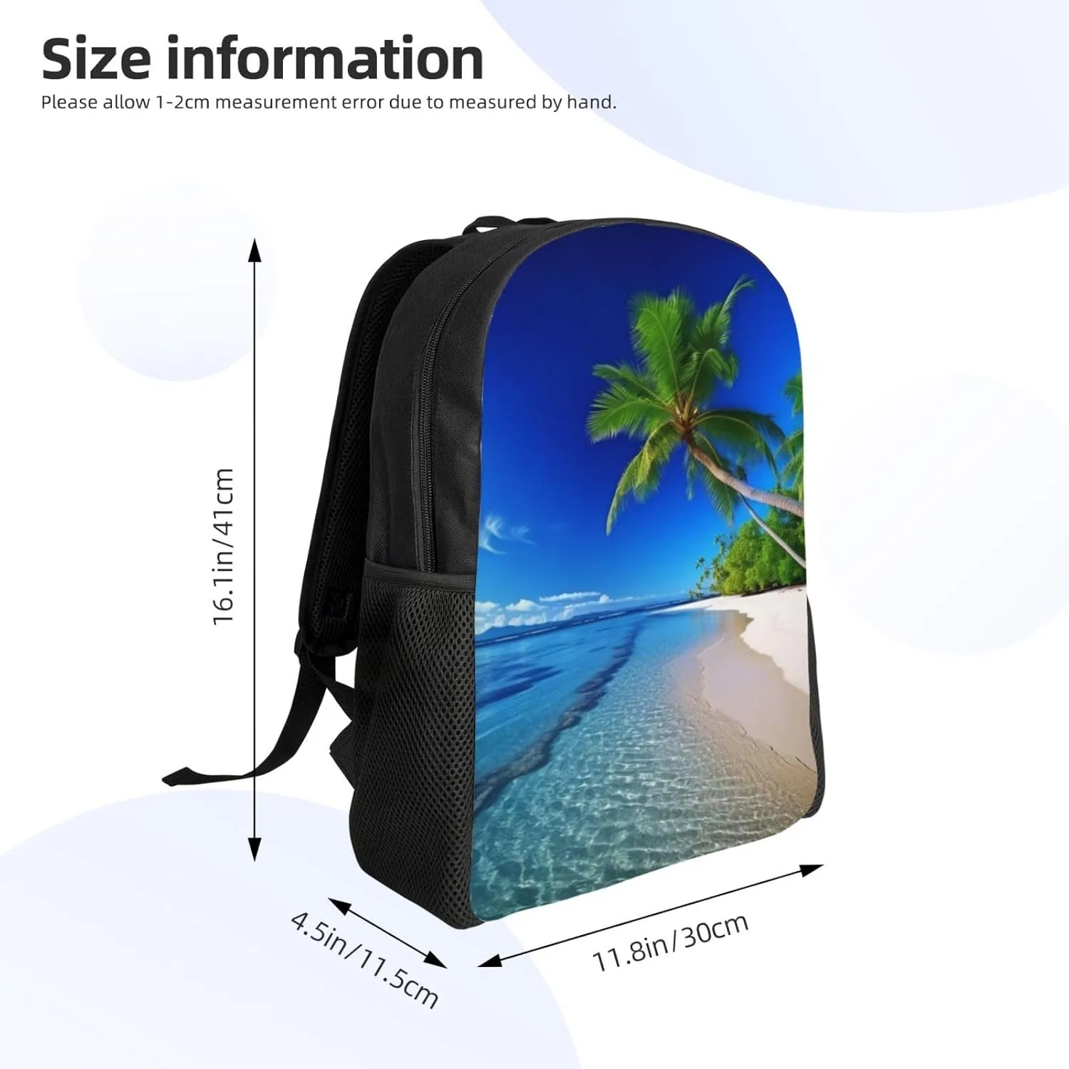 Laptop Backpack for Women Men Carry-on Backpack Blue Sea Sky Coconut Tree Daypack Lightweight Travel Shoulder Bags