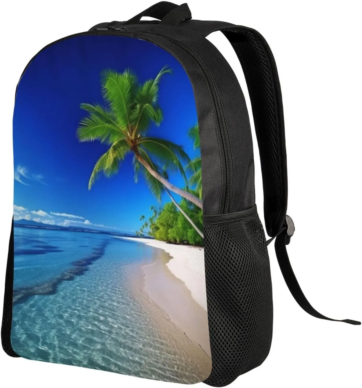 Laptop Backpack for Women Men Carry-on Backpack Blue Sea Sky Coconut Tree Daypack Lightweight Travel Shoulder Bags
