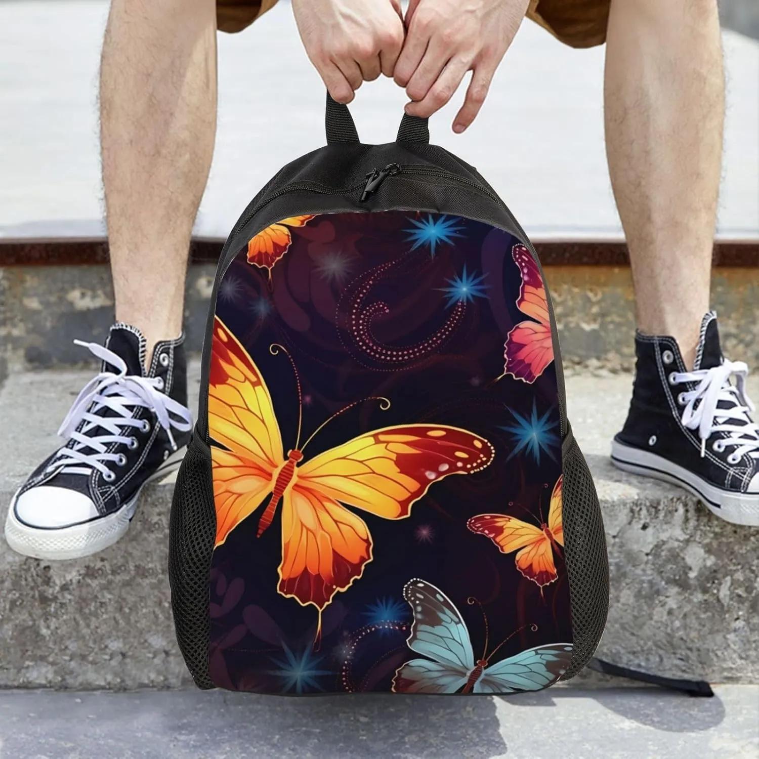 Laptop Backpack for Women Men Carry-on Backpack Butterfly Pattern Daypack Lightweight Travel Shoulder Bags