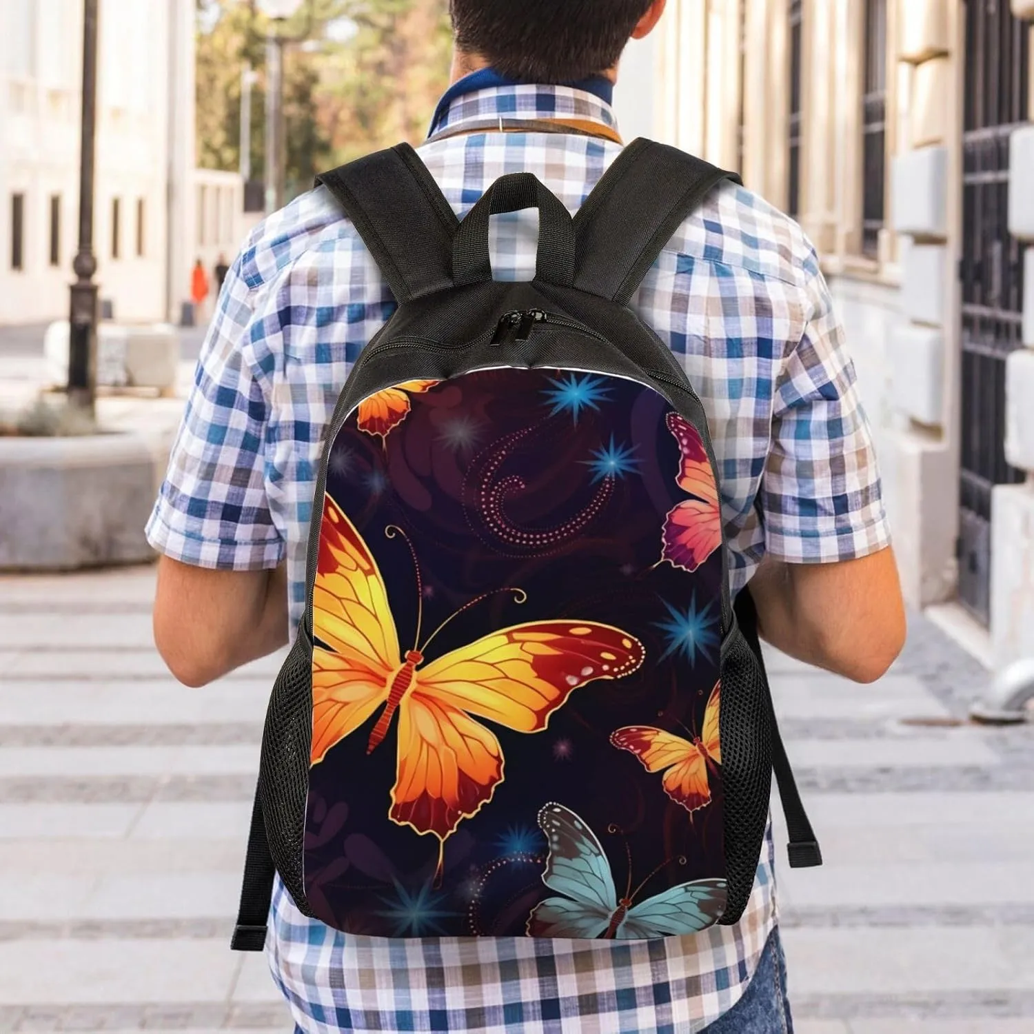 Laptop Backpack for Women Men Carry-on Backpack Butterfly Pattern Daypack Lightweight Travel Shoulder Bags