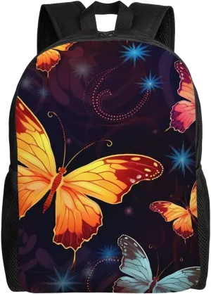 Laptop Backpack for Women Men Carry-on Backpack Butterfly Pattern Daypack Lightweight Travel Shoulder Bags