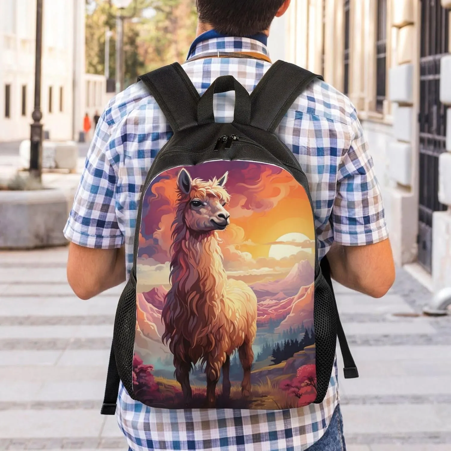 Laptop Backpack for Women Men Carry-on Backpack Camel and Clouds Daypack Lightweight Travel Shoulder Bags