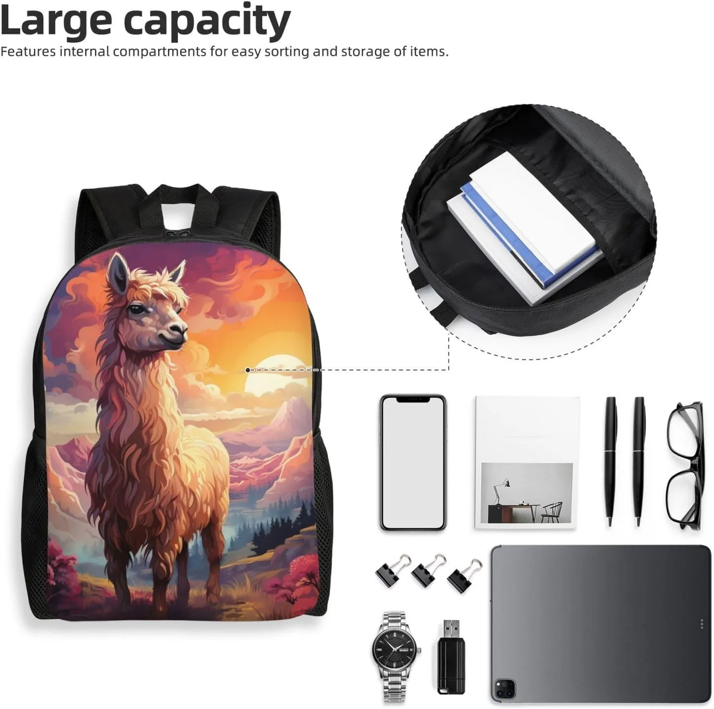 Laptop Backpack for Women Men Carry-on Backpack Camel and Clouds Daypack Lightweight Travel Shoulder Bags