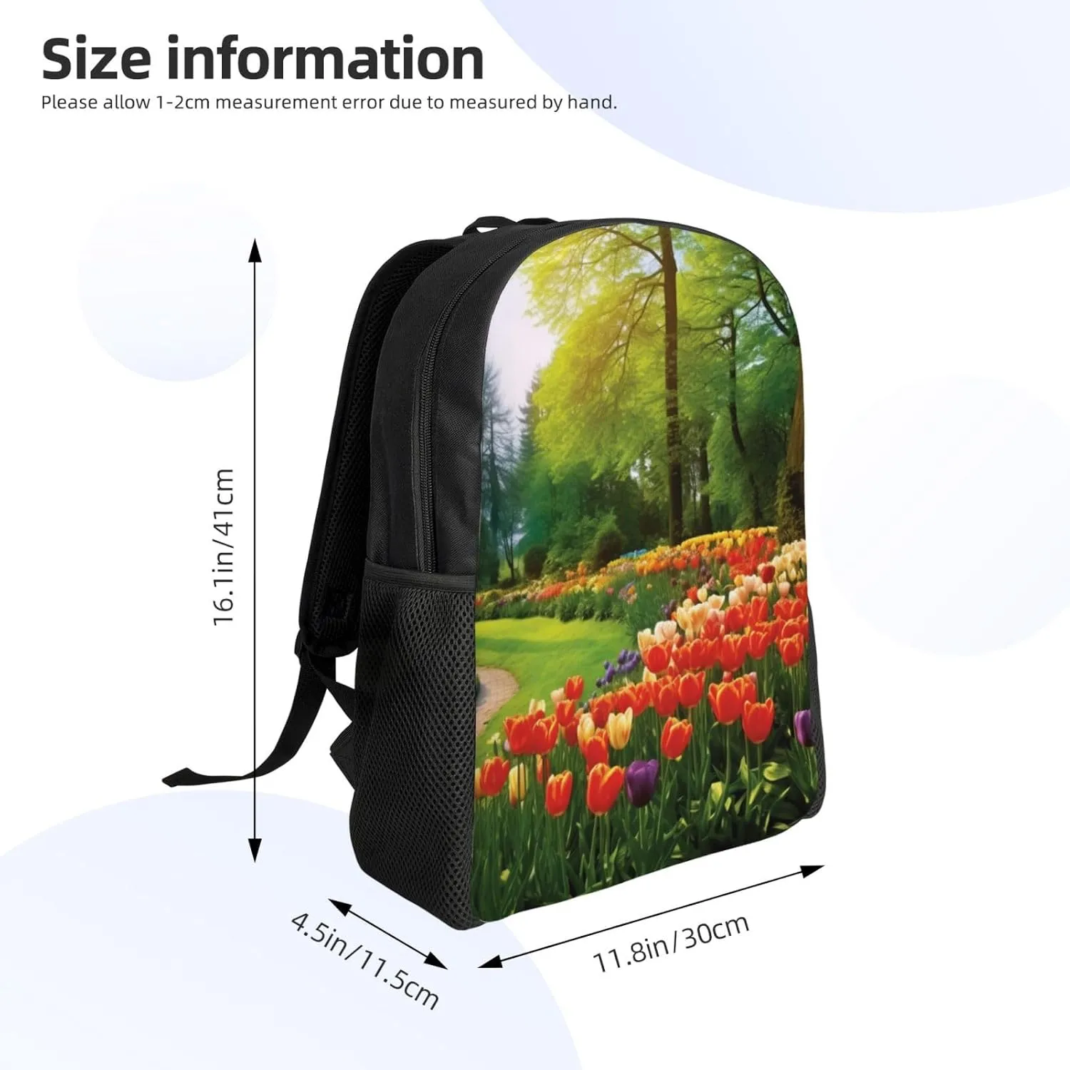 Laptop Backpack for Women Men Carry-on Backpack Colorful Tulip Flowers and Trees Daypack Lightweight Travel Shoulder Bags