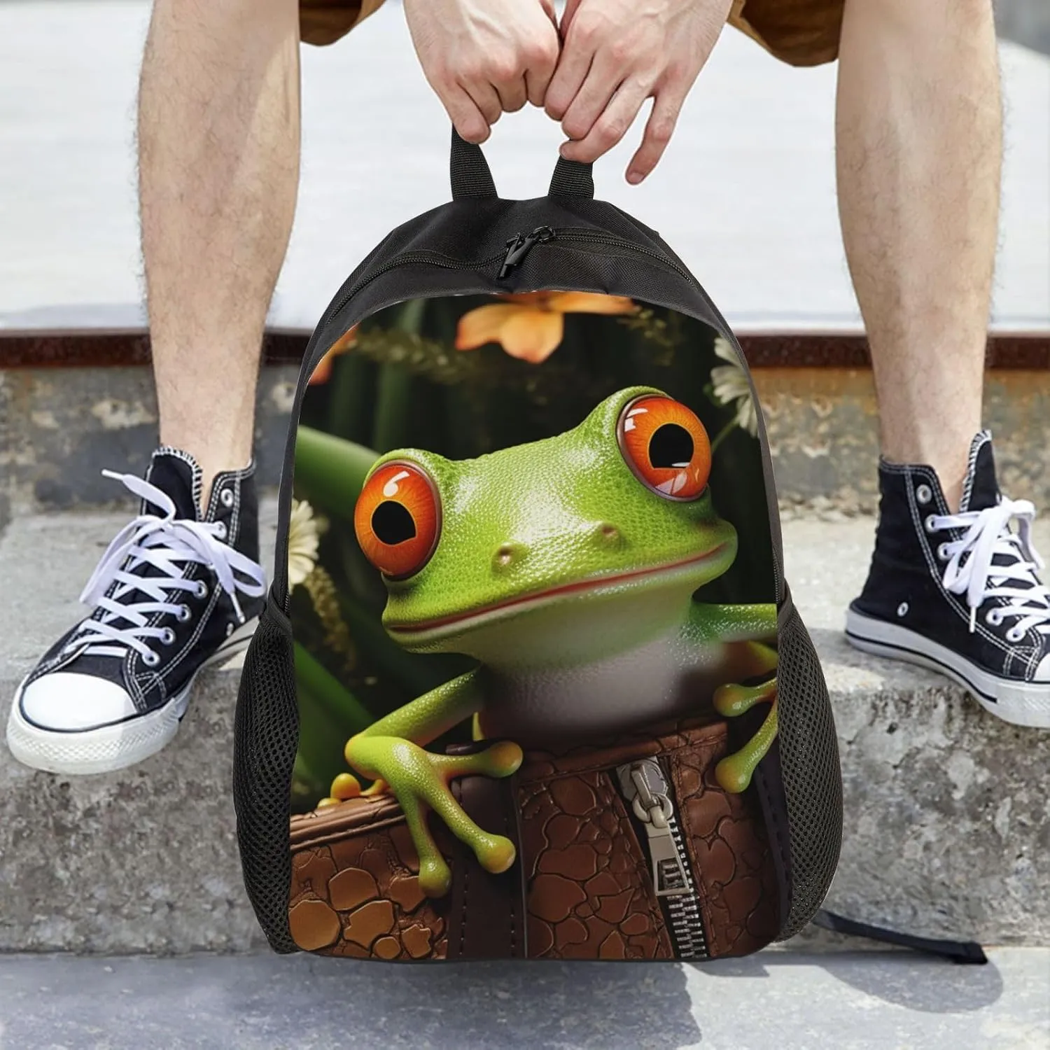 Laptop Backpack for Women Men Carry-on Backpack Frog Daypack Lightweight Travel Shoulder Bags