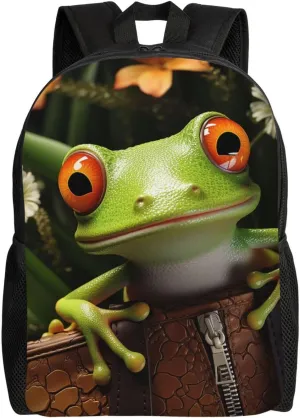 Laptop Backpack for Women Men Carry-on Backpack Frog Daypack Lightweight Travel Shoulder Bags