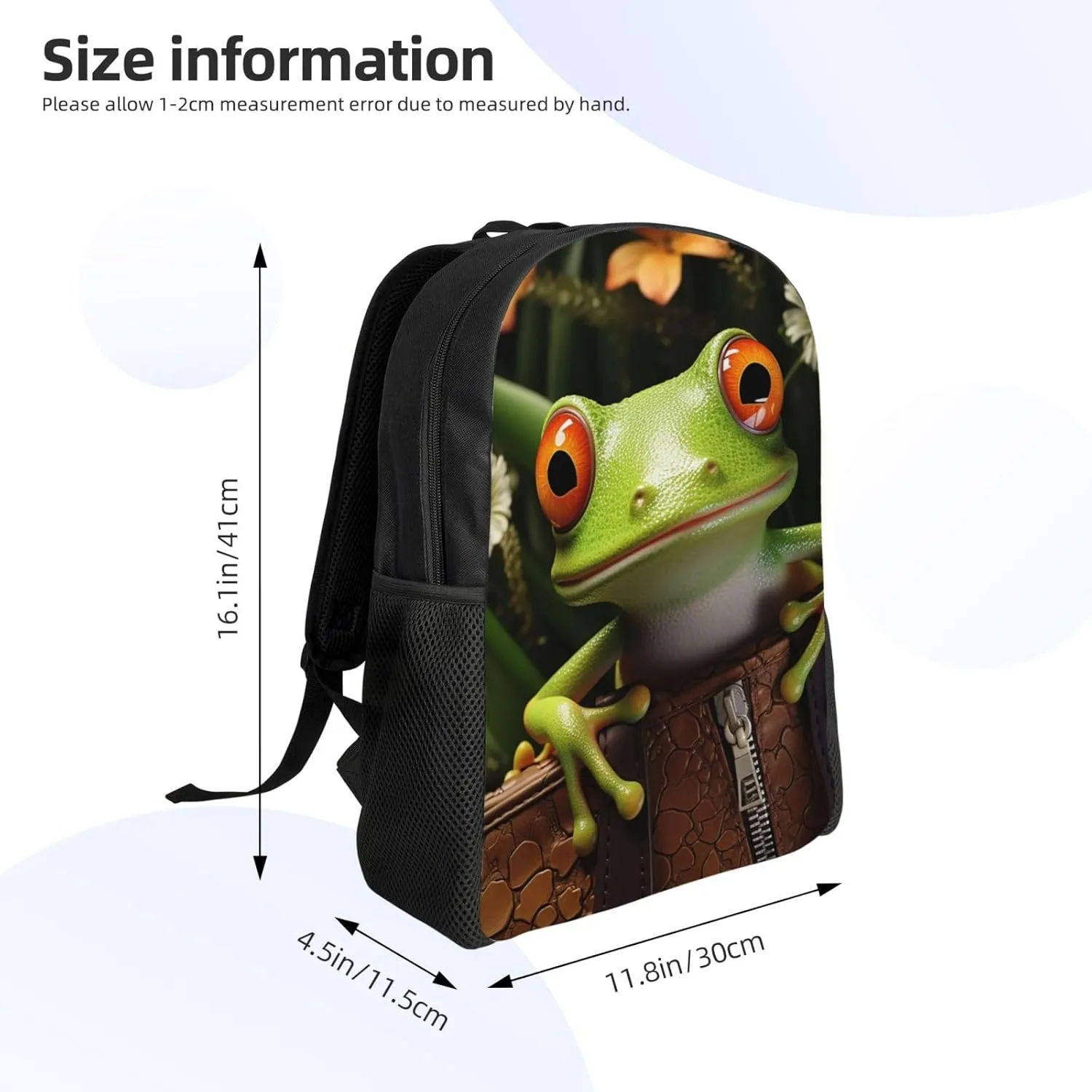 Laptop Backpack for Women Men Carry-on Backpack Frog Daypack Lightweight Travel Shoulder Bags