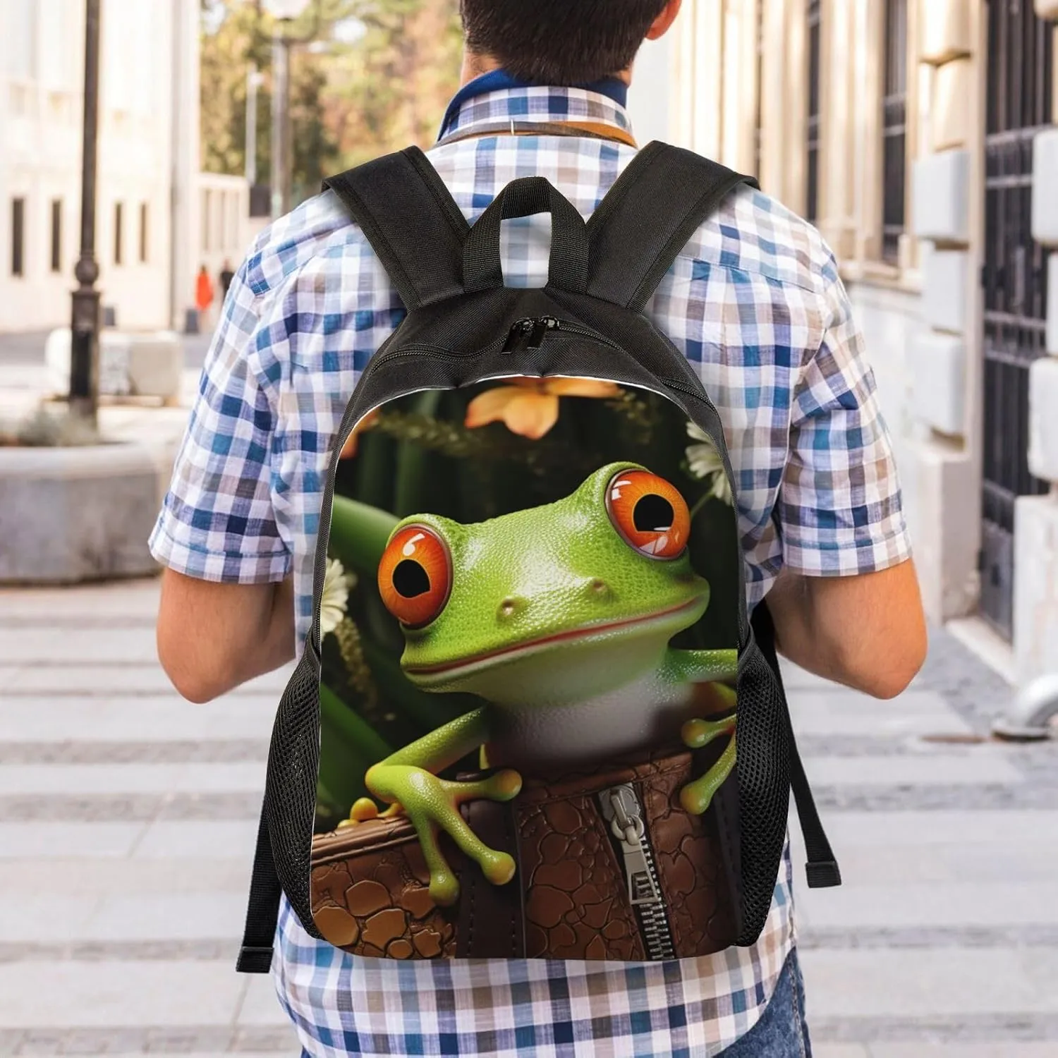 Laptop Backpack for Women Men Carry-on Backpack Frog Daypack Lightweight Travel Shoulder Bags