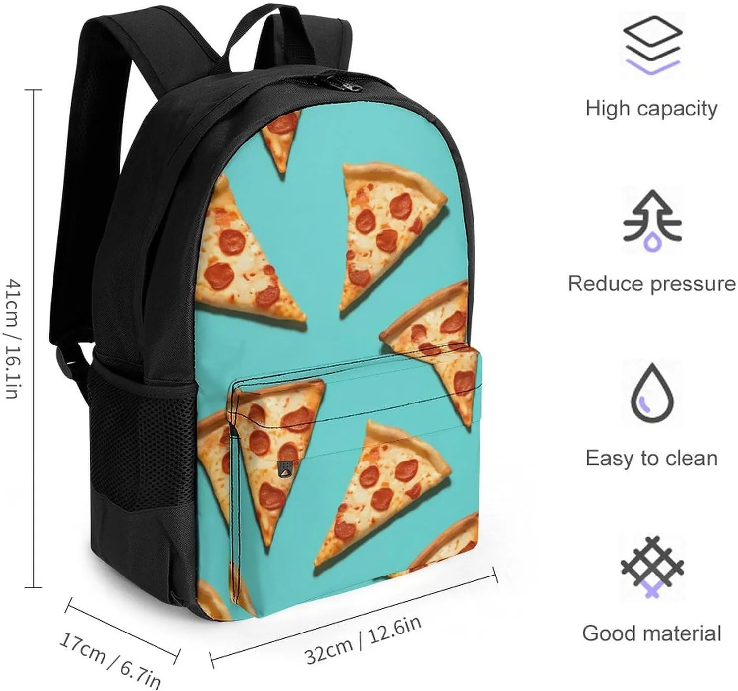 Laptop Backpack for Women Men Daypack Green Pizza Slices Backpacks Computer Bag Travel Laptop Bag Casual Work Bag, 42x30.5cm, XB0604116