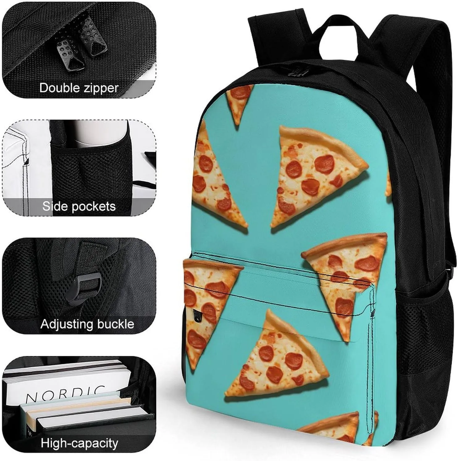 Laptop Backpack for Women Men Daypack Green Pizza Slices Backpacks Computer Bag Travel Laptop Bag Casual Work Bag, 42x30.5cm, XB0604116