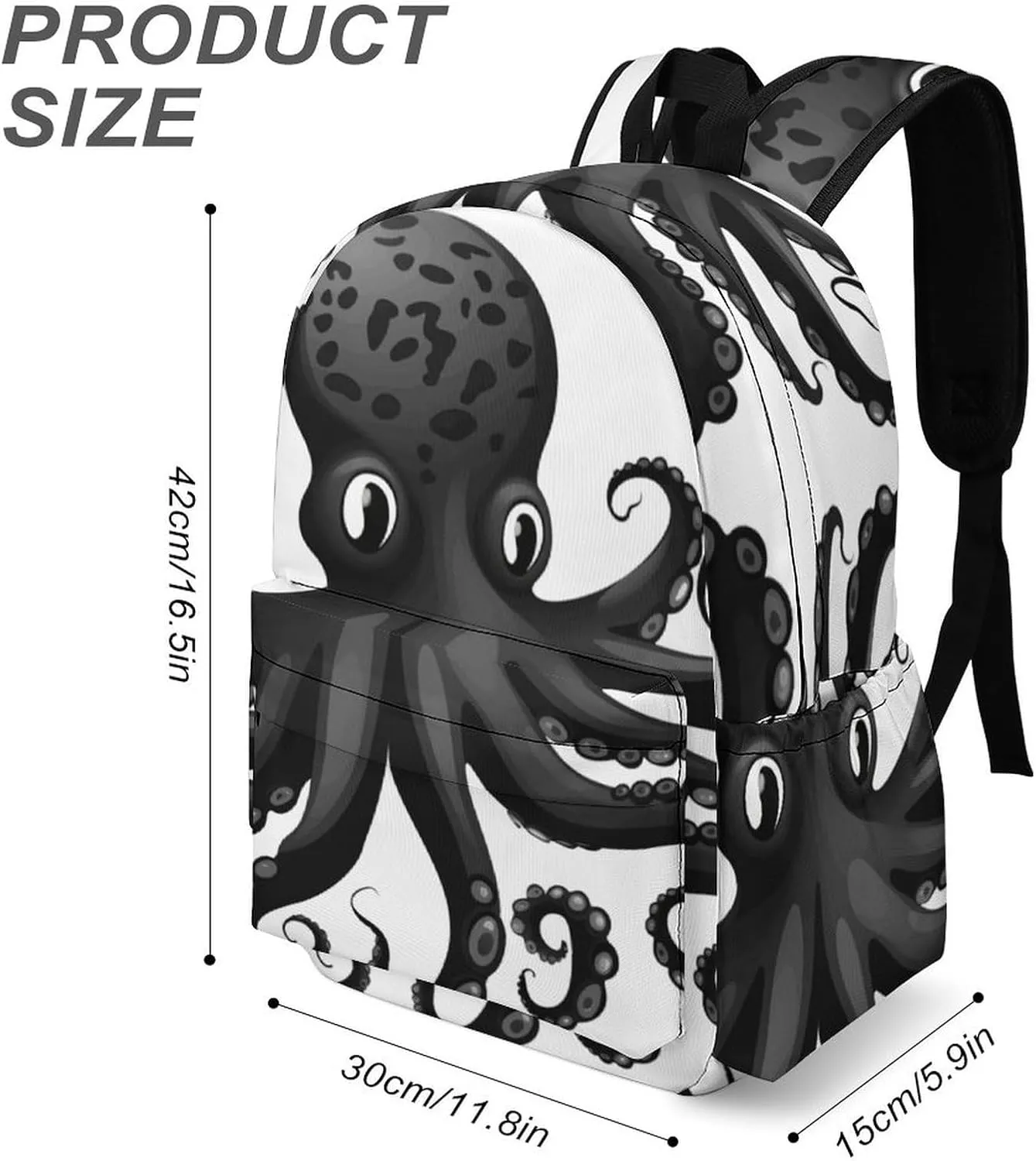 Laptop Backpack for Women Men Daypack Waterproof Classic Black Octopus Computer Bag Business Work Bag for Travel