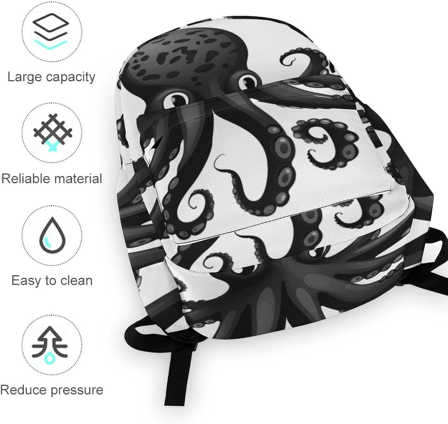 Laptop Backpack for Women Men Daypack Waterproof Classic Black Octopus Computer Bag Business Work Bag for Travel