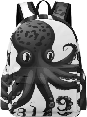 Laptop Backpack for Women Men Daypack Waterproof Classic Black Octopus Computer Bag Business Work Bag for Travel