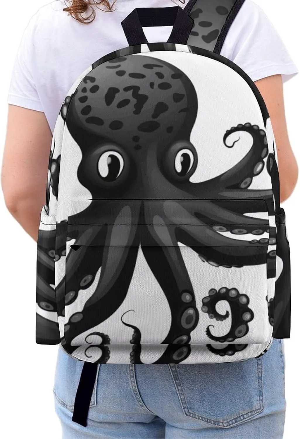 Laptop Backpack for Women Men Daypack Waterproof Classic Black Octopus Computer Bag Business Work Bag for Travel