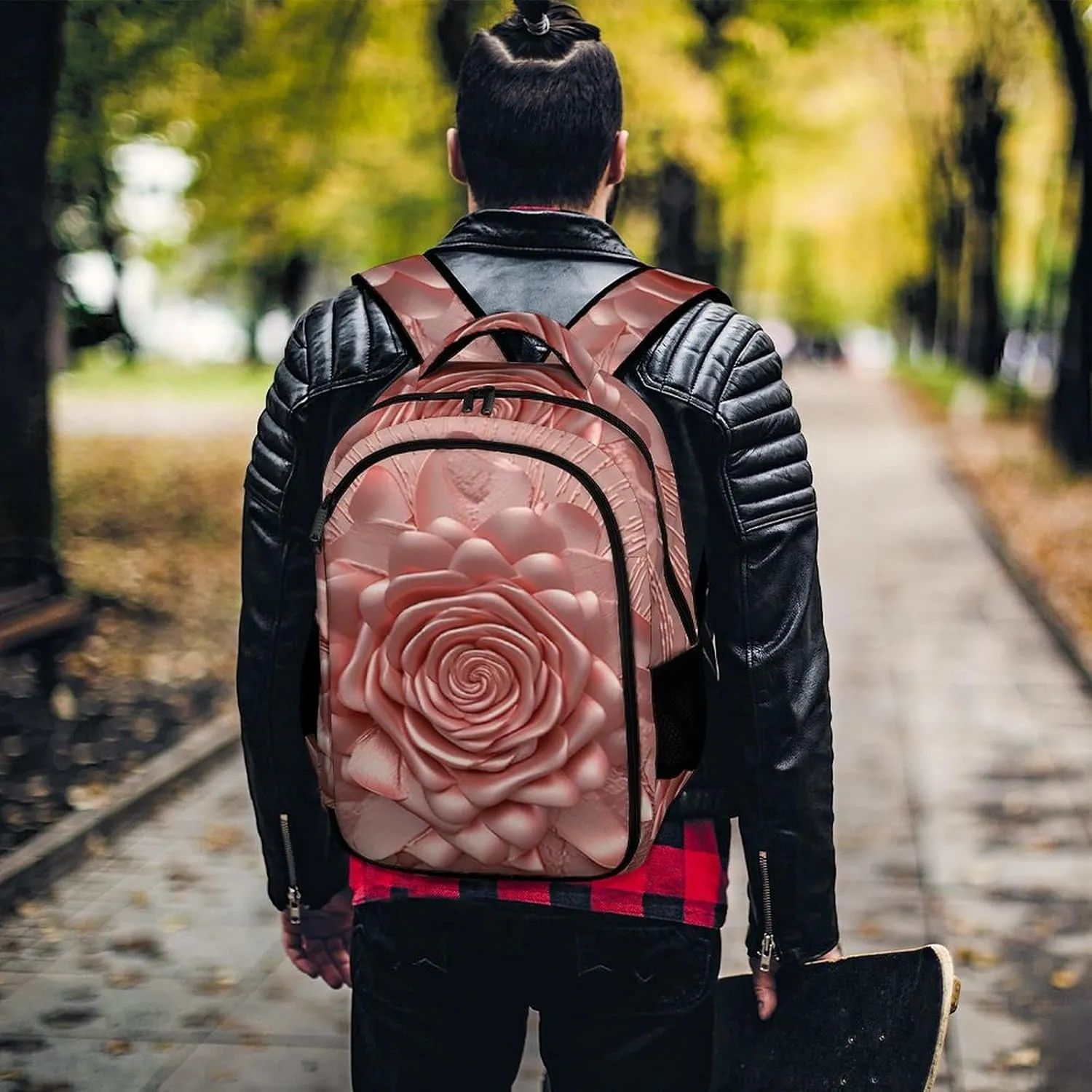 Laptop Backpack for Women Men Daypack Waterproof Rose Computer Bag Business Work Bag for Travel