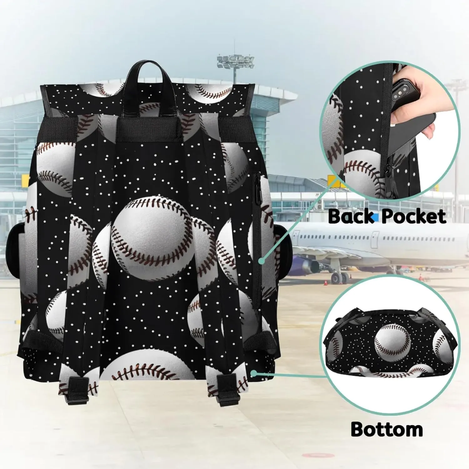 Laptop Backpacks Baseball Sport Theme Travel Backpack for Women Work Backpack Computer Bag for Business Travel Fits 15 Inch Laptop
