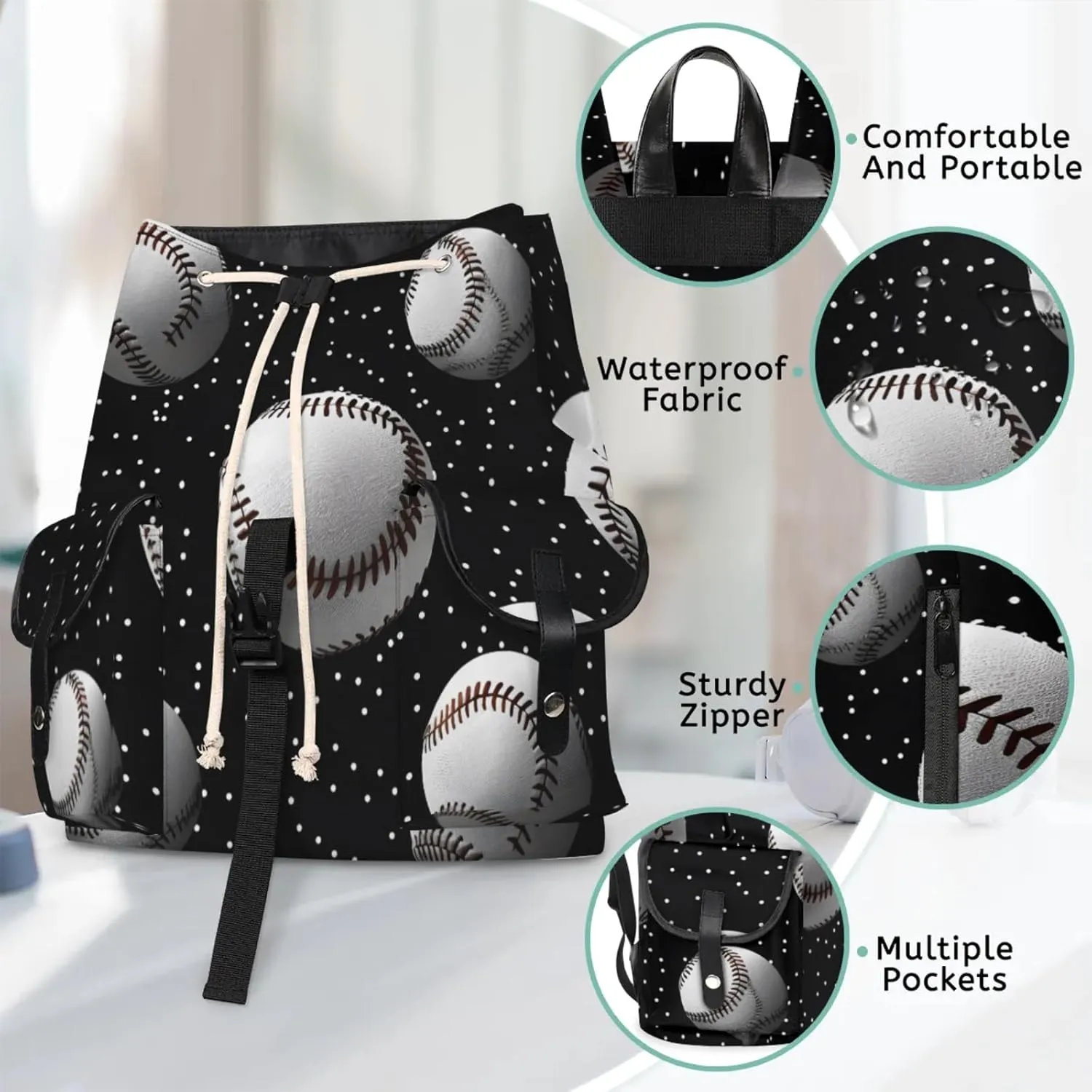 Laptop Backpacks Baseball Sport Theme Travel Backpack for Women Work Backpack Computer Bag for Business Travel Fits 15 Inch Laptop