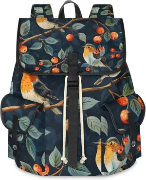 Laptop Backpacks Birds Berry Leaf Travel Backpack for Women Work Backpack Computer Bag for Business Travel Fits 15 Inch Laptop