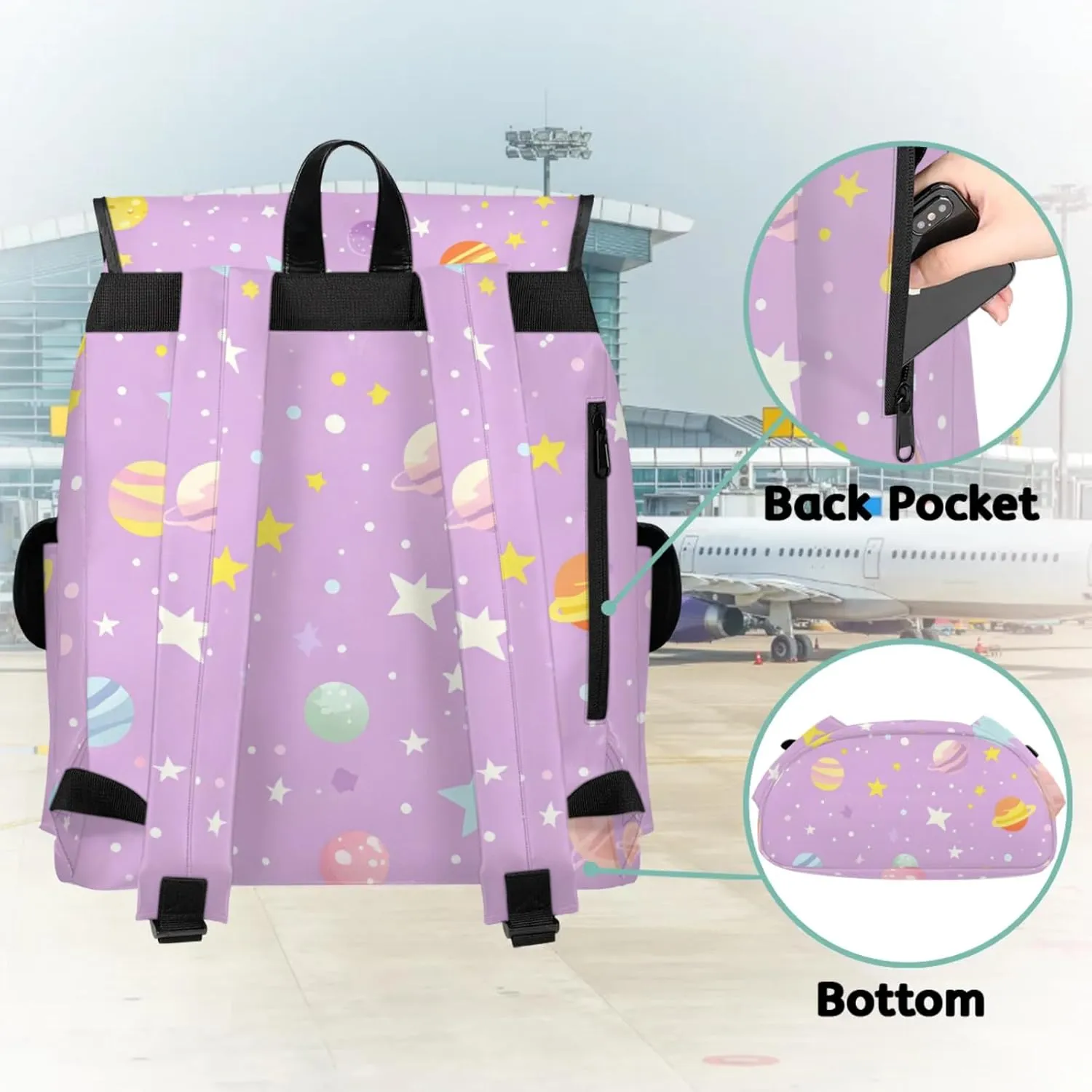 Laptop Backpacks Cartoon Planets Stars Travel Backpack for Women Work Backpack Computer Bag for Business Travel Fits 15 Inch Laptop