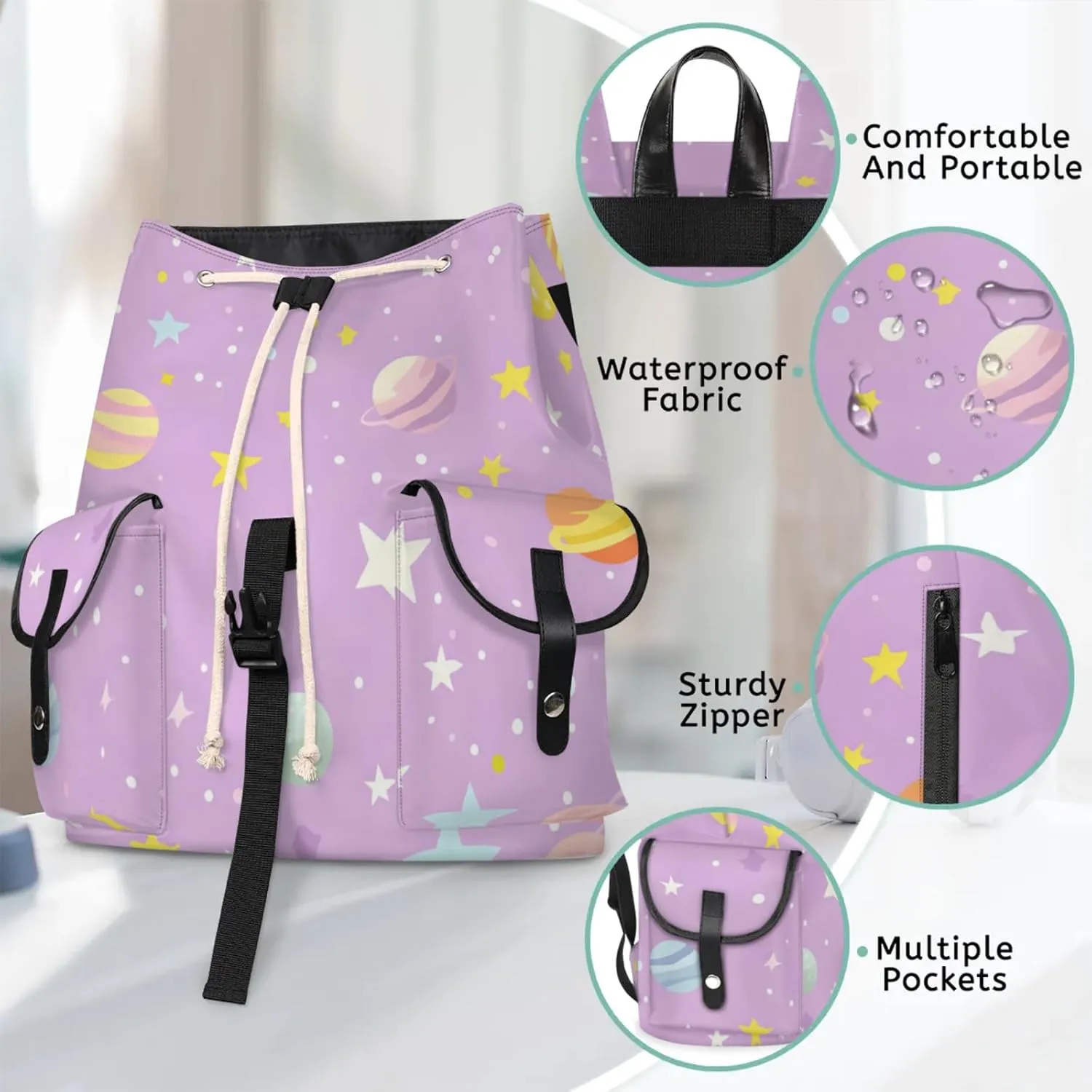 Laptop Backpacks Cartoon Planets Stars Travel Backpack for Women Work Backpack Computer Bag for Business Travel Fits 15 Inch Laptop