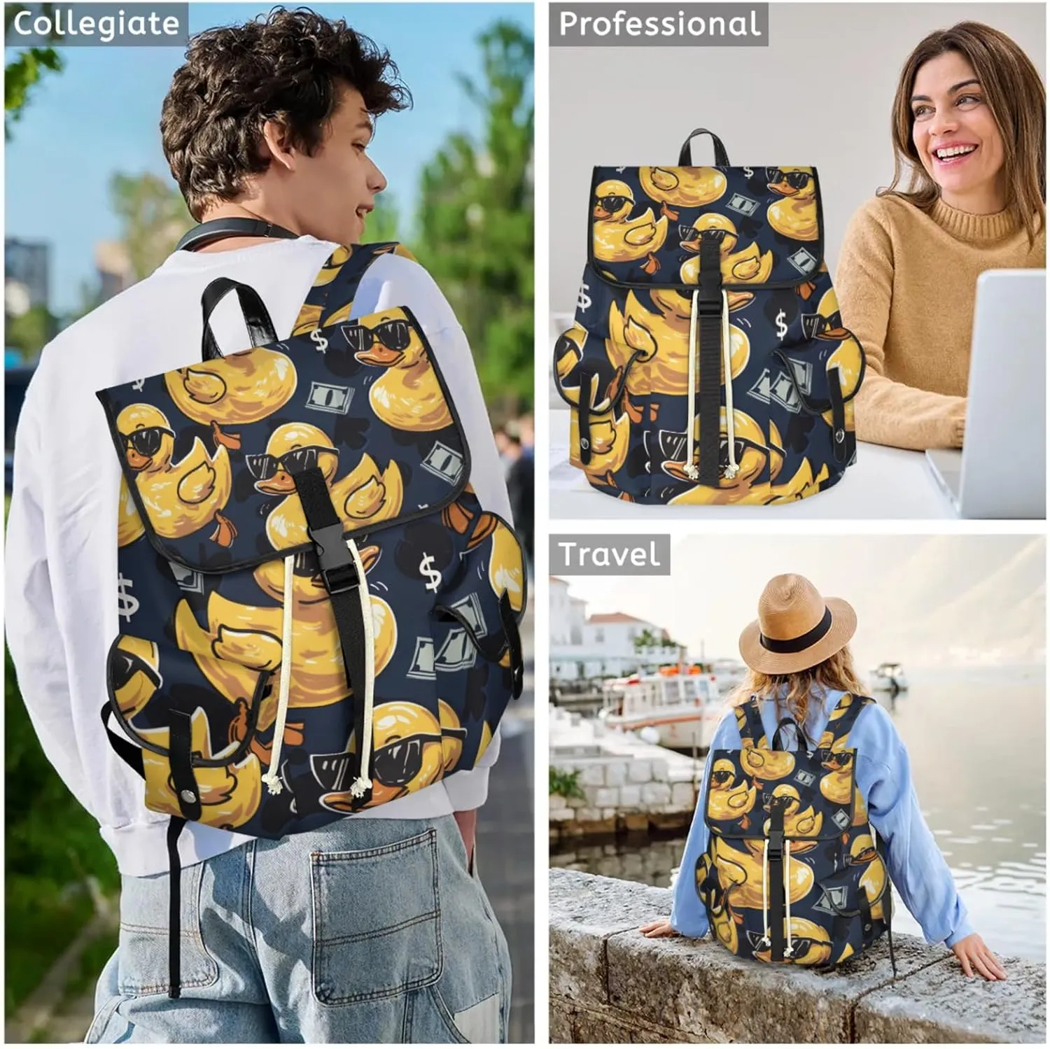 Laptop Backpacks Cool Ducks Travel Backpack for Women Work Backpack Computer Bag for Business Travel Fits 15 Inch Laptop