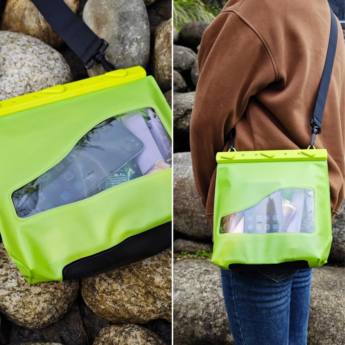 LAQ DESiGN STAYDRY Waterproof Bag, Dry Bag with Shoulder Strap for Swimming, Boating, Traveling, Snorkeling, Kayaking, Fishing, Diving, Hiking, Camping-Large (Green)