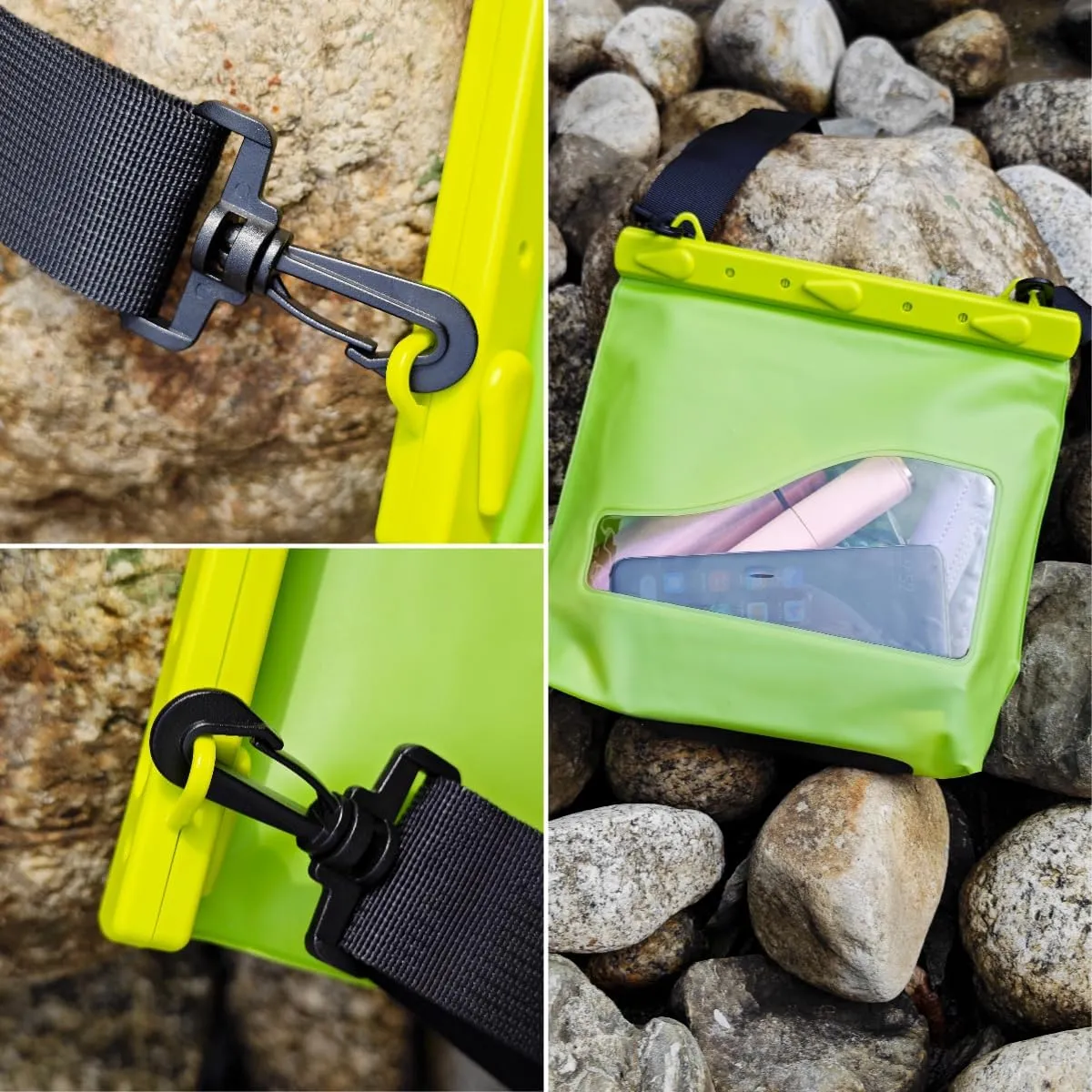 LAQ DESiGN STAYDRY Waterproof Bag, Dry Bag with Shoulder Strap for Swimming, Boating, Traveling, Snorkeling, Kayaking, Fishing, Diving, Hiking, Camping-Large (Green)