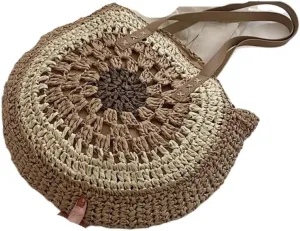 Large capacity Bag Exquisite Straw - woven Round Handbag: Unlock a New Fashionable Pose for Outings Ladies shoulder Bag