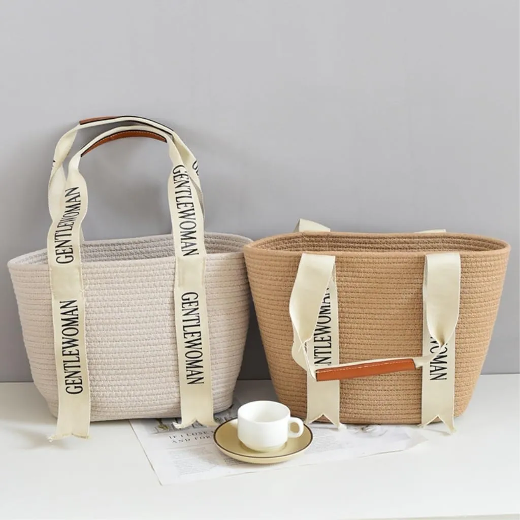 Large capacity Bag Stylish Letter - printed Straw Handbag: Lead the Trend of Fashionable Outings Ladies shoulder Bag