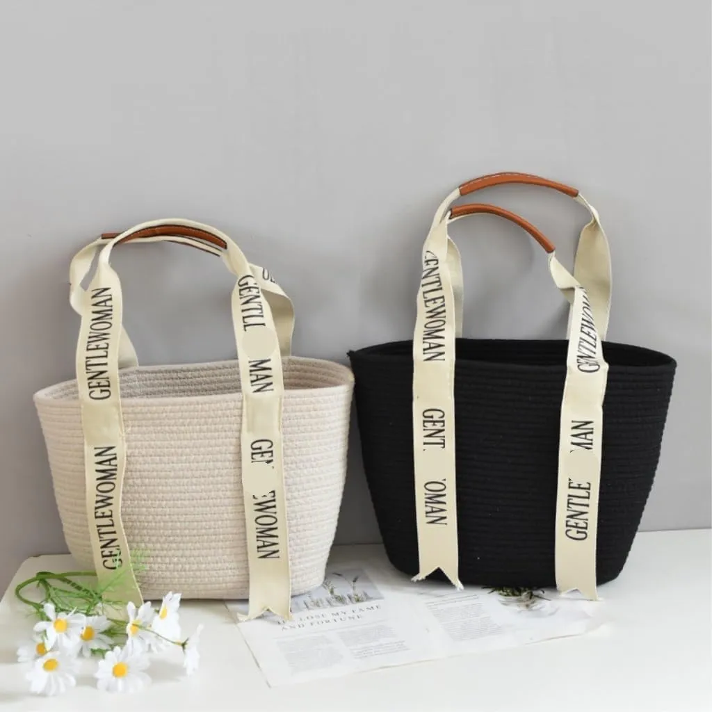 Large capacity Bag Stylish Letter - printed Straw Handbag: Lead the Trend of Fashionable Outings Ladies shoulder Bag